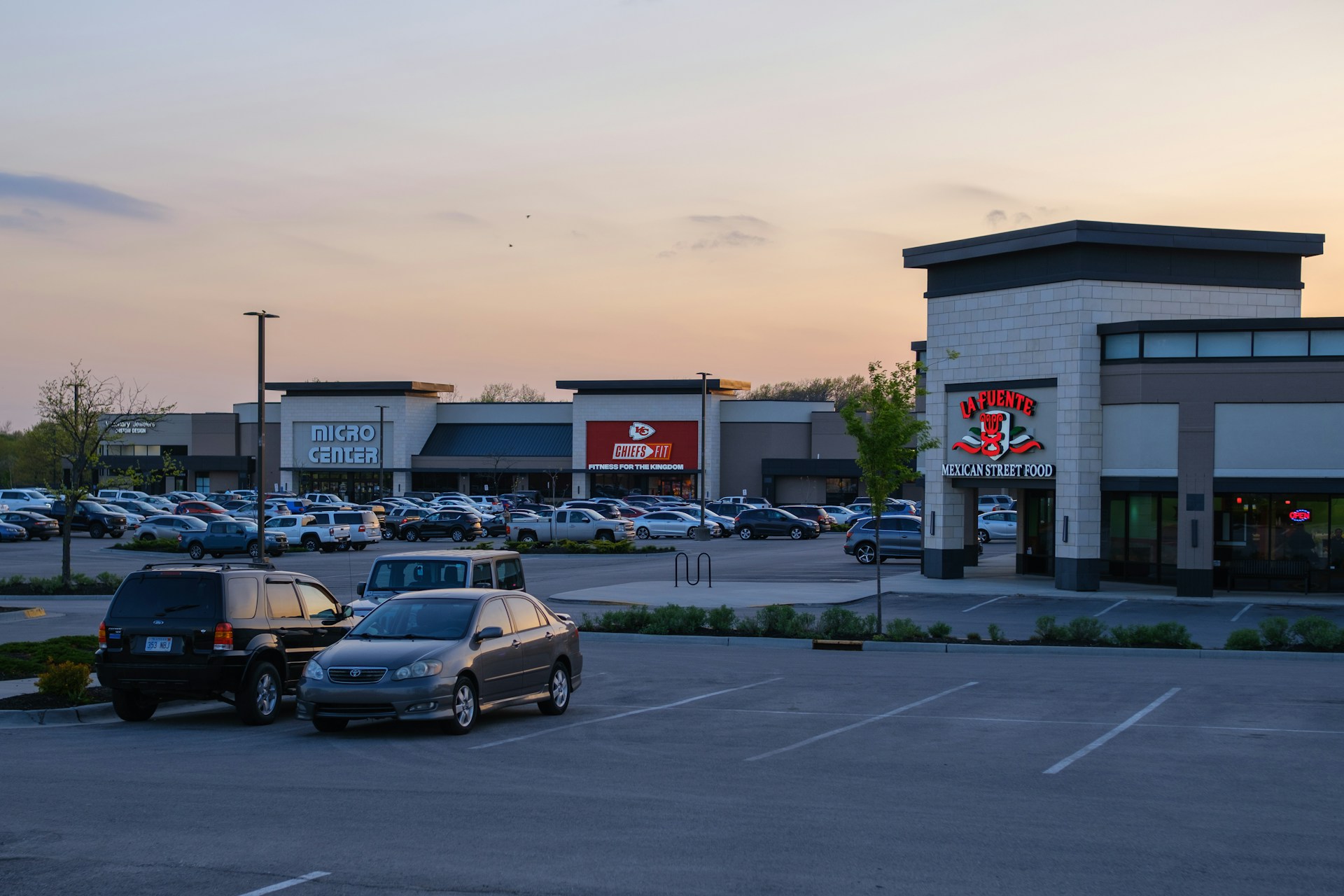 Retail strip center storefronts in the Austin area